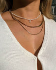 white bead initial letter necklace