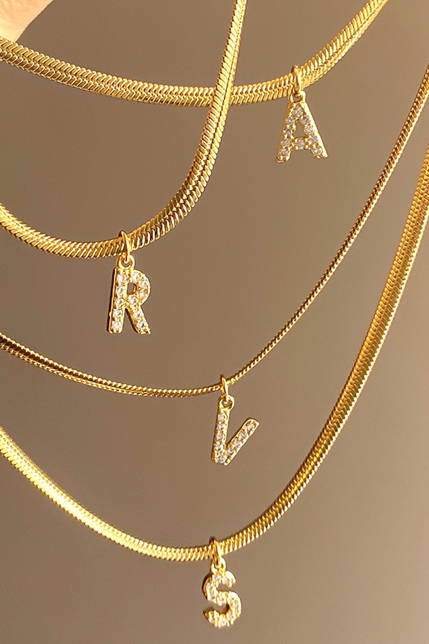 Gold Crystal Letter Necklace
