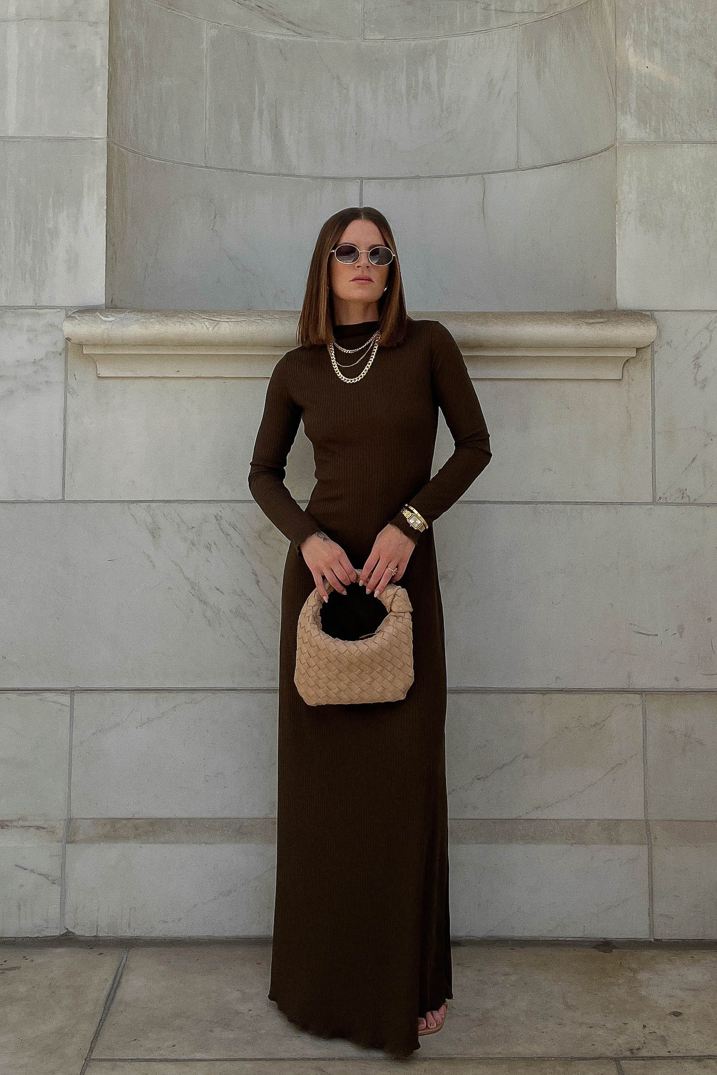 fitted lace wedding dress Sila Long Sleeve Embellished Maxi Dress in Coffee Brown fitted lace wedding dress Sila Long Sleeve Embellished Maxi Dress in Coffee Brown