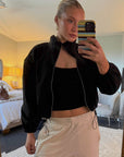 BOSTON CROPPED SPORTS JACKET / BLACK