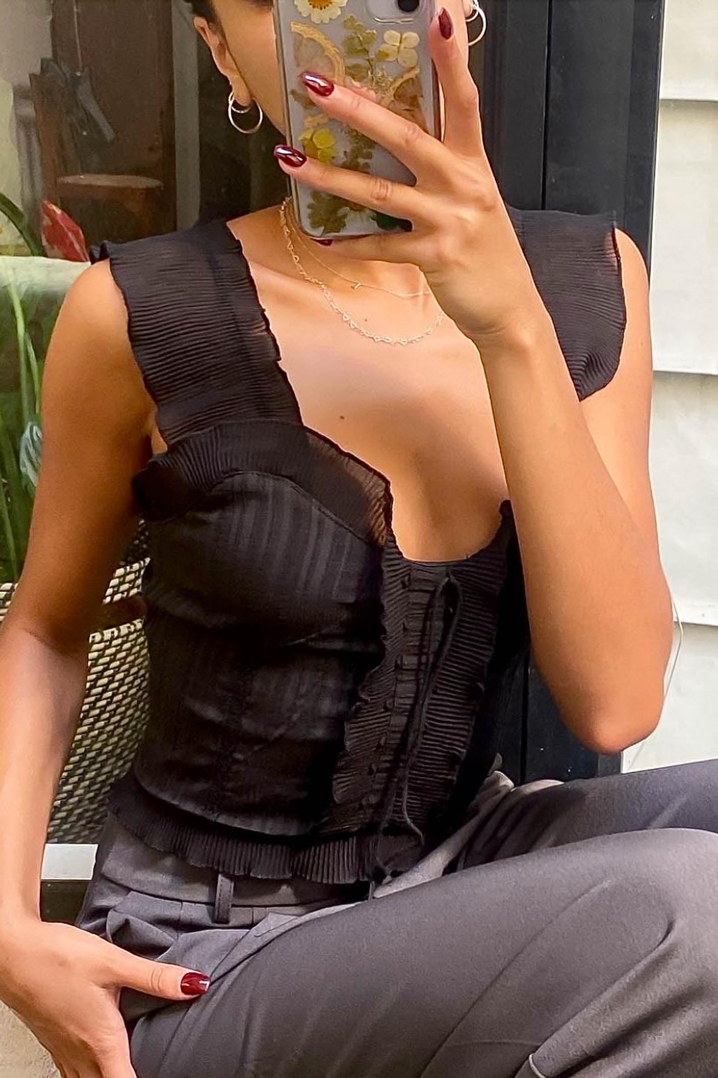 Black Ruffle Cami