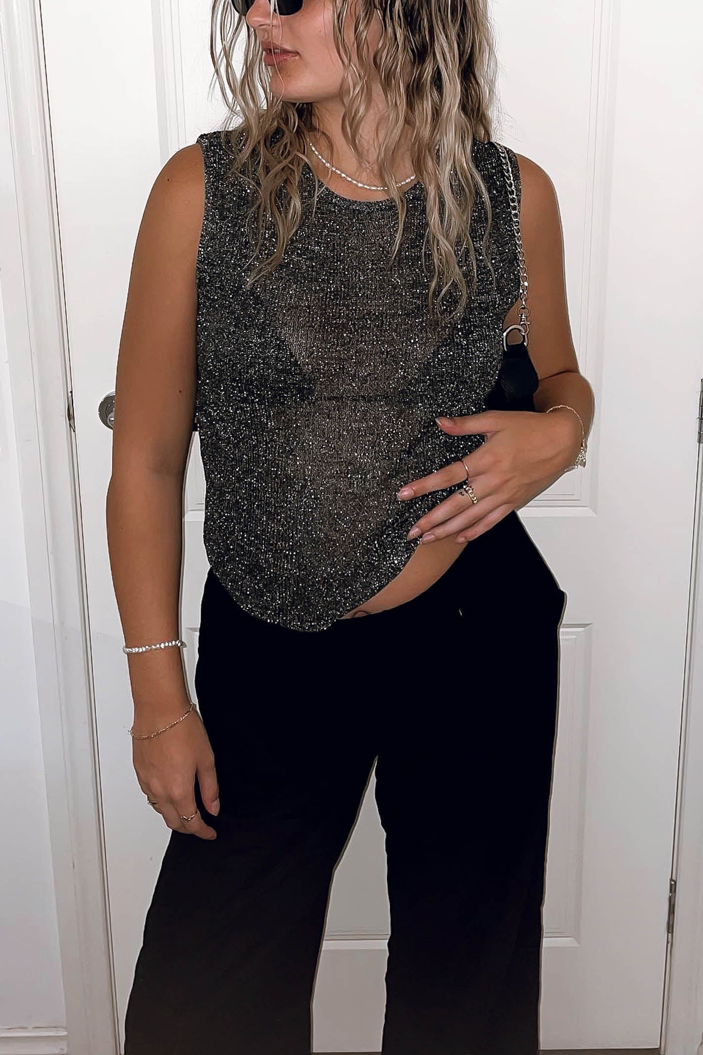 Black Mesh Tank Top