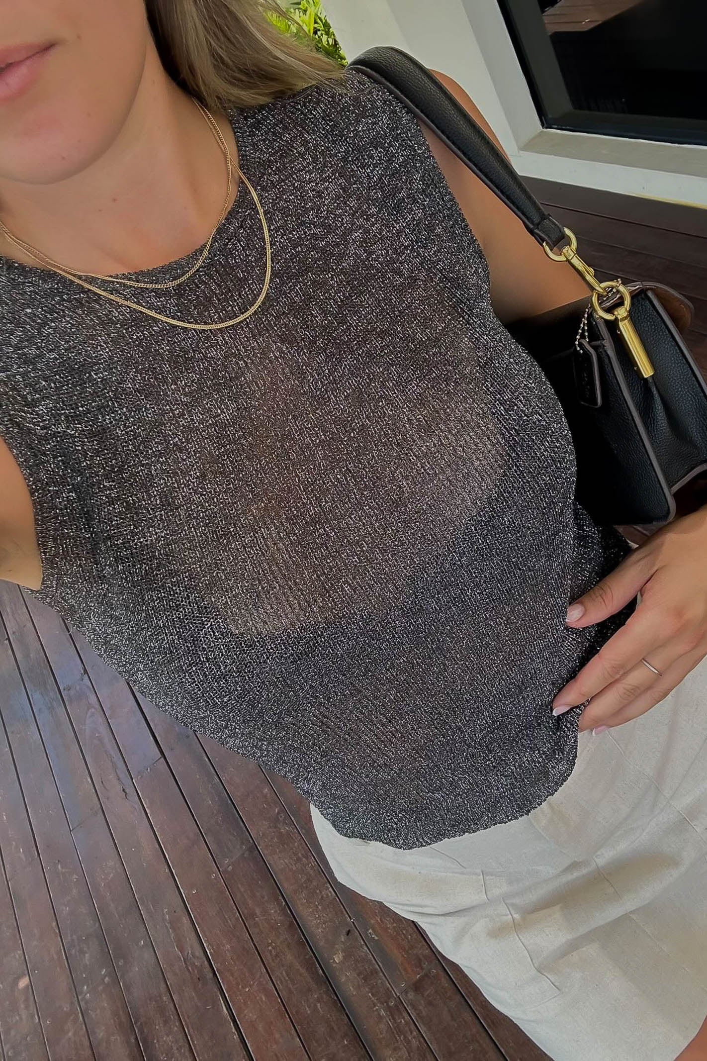 Black Mesh Tank Top
