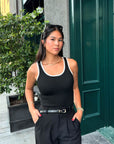 Black and White Knit Singlet