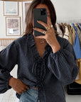 TOMMY PLAID BLOUSE / NAVY