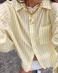 LOU OVERSIZED STRIPED SHIRT / LEMON