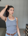 Grey and White Singlet
