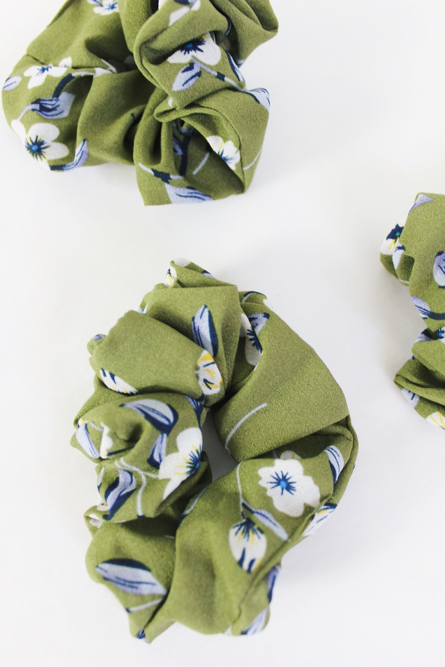 khaki green hair scrunchie