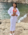 white ribbed midi skirt
