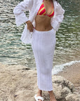 white ribbed midi skirt
