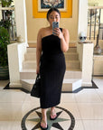 Black Ribbed Midi Skirt