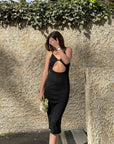 black ribbed dress