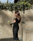 black ribbed dress