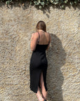 black ribbed dress