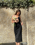 black ribbed dress