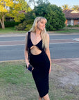 black ribbed dress