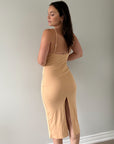 beige ribbed dress