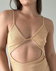 beige ribbed dress