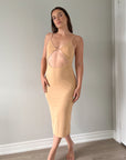 beige ribbed dress