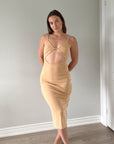 beige ribbed dress