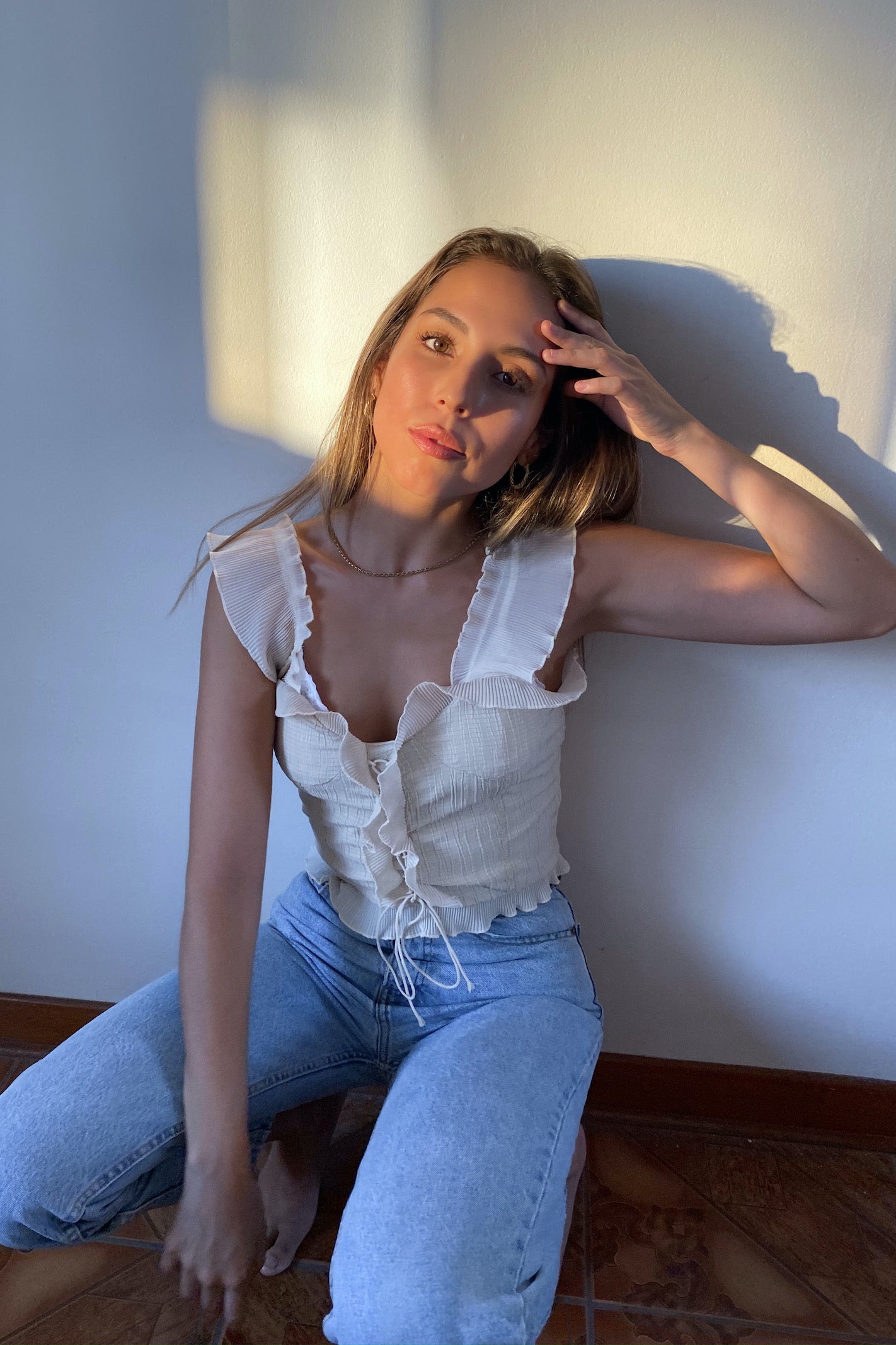 Cream Ruffle Cami