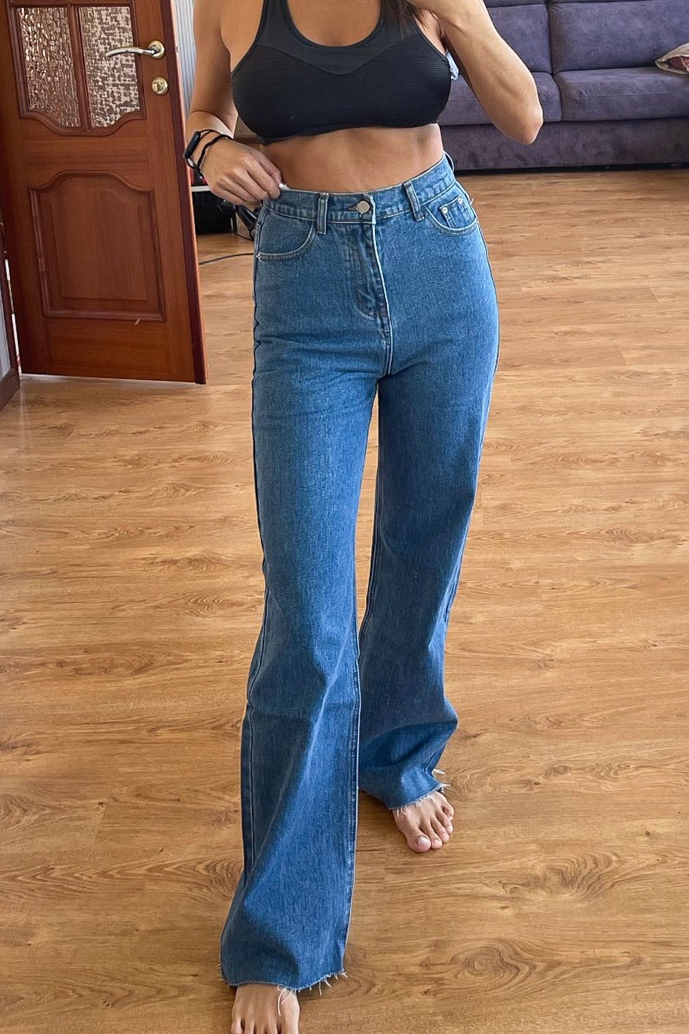 blue high waist jeans