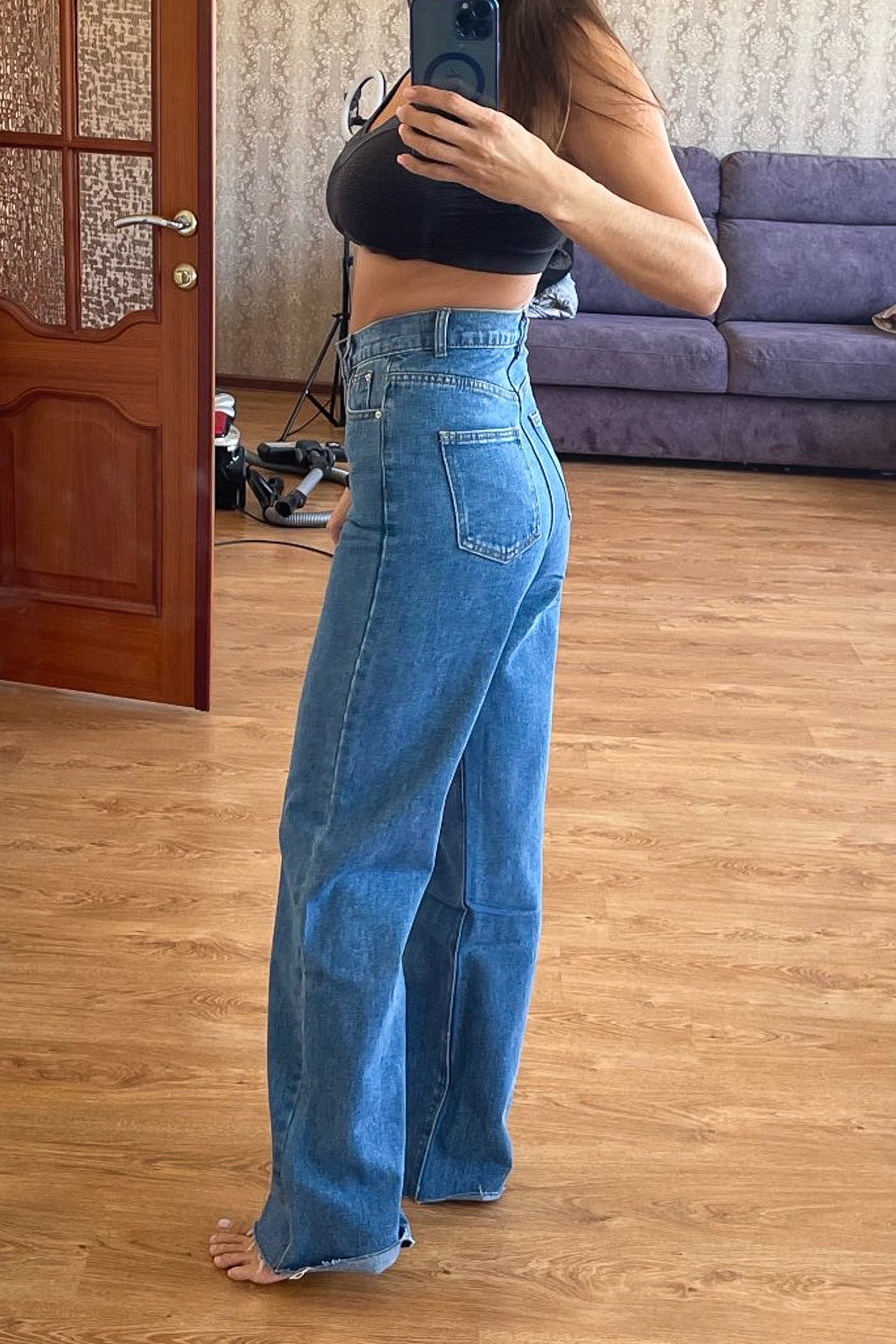 blue high waist jeans