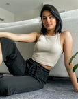 beige ribbed tank