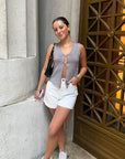 brown knit top