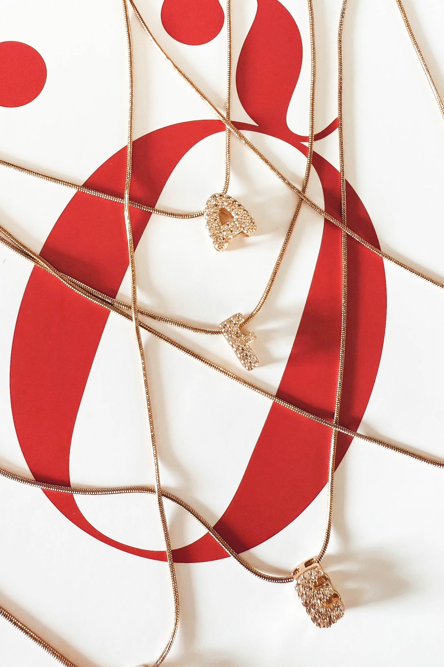 Crystal bubble letter pendant necklace