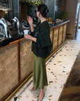 BEVERLY SILKY SKIRT / OLIVE