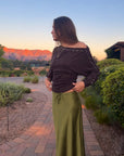 BEVERLY SILKY SKIRT / OLIVE