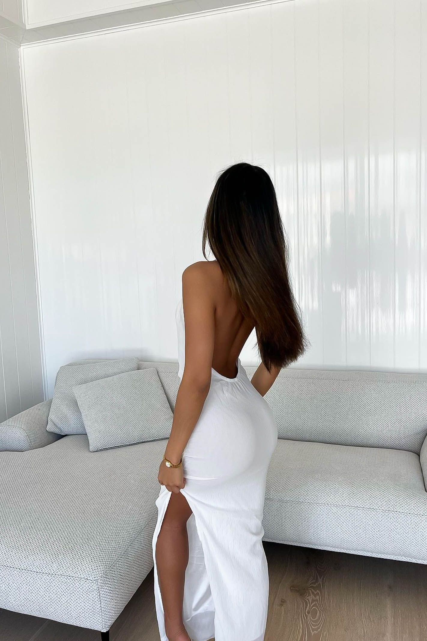 White Backless Maxi Dress