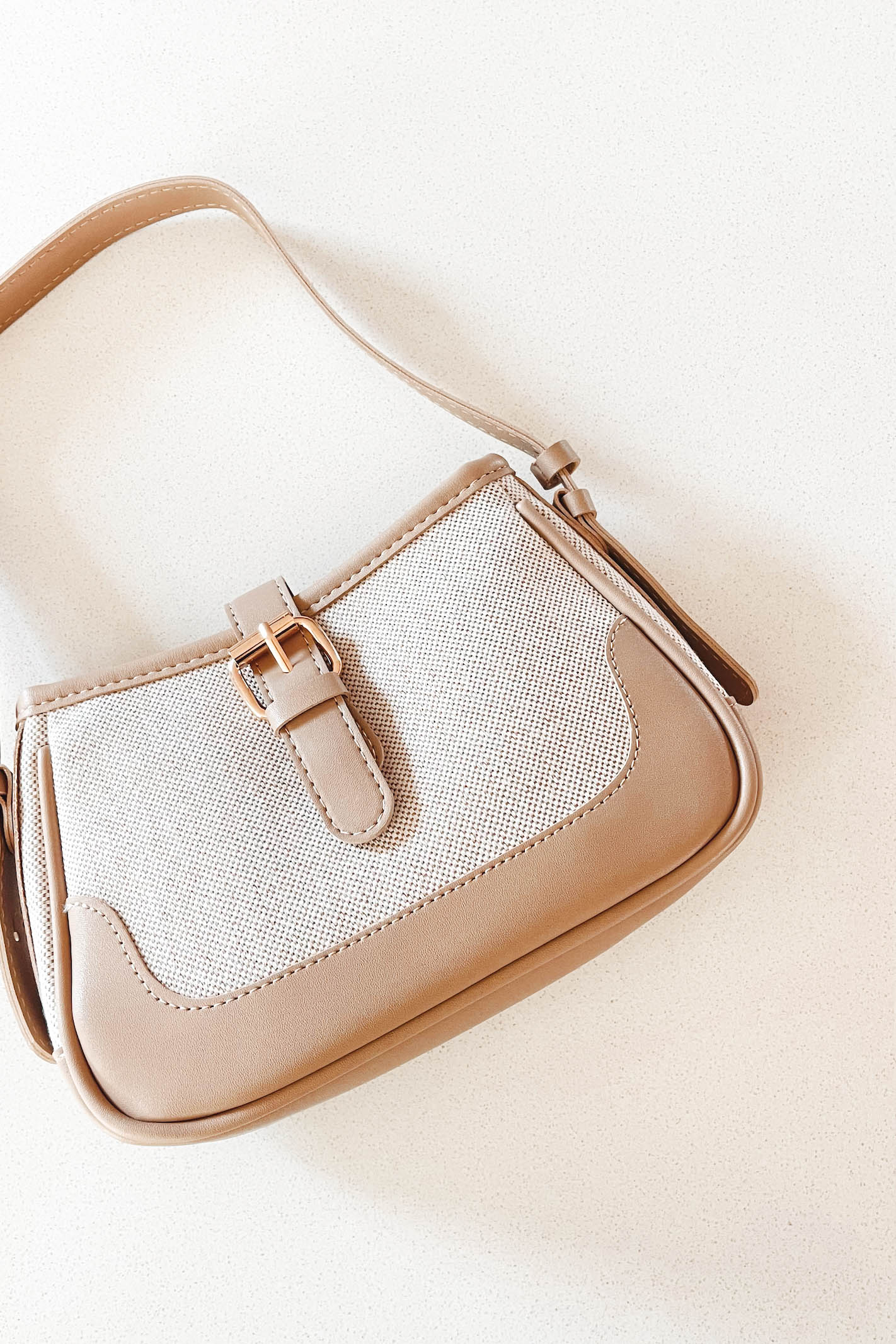 Beige Leather Shoulder Bag