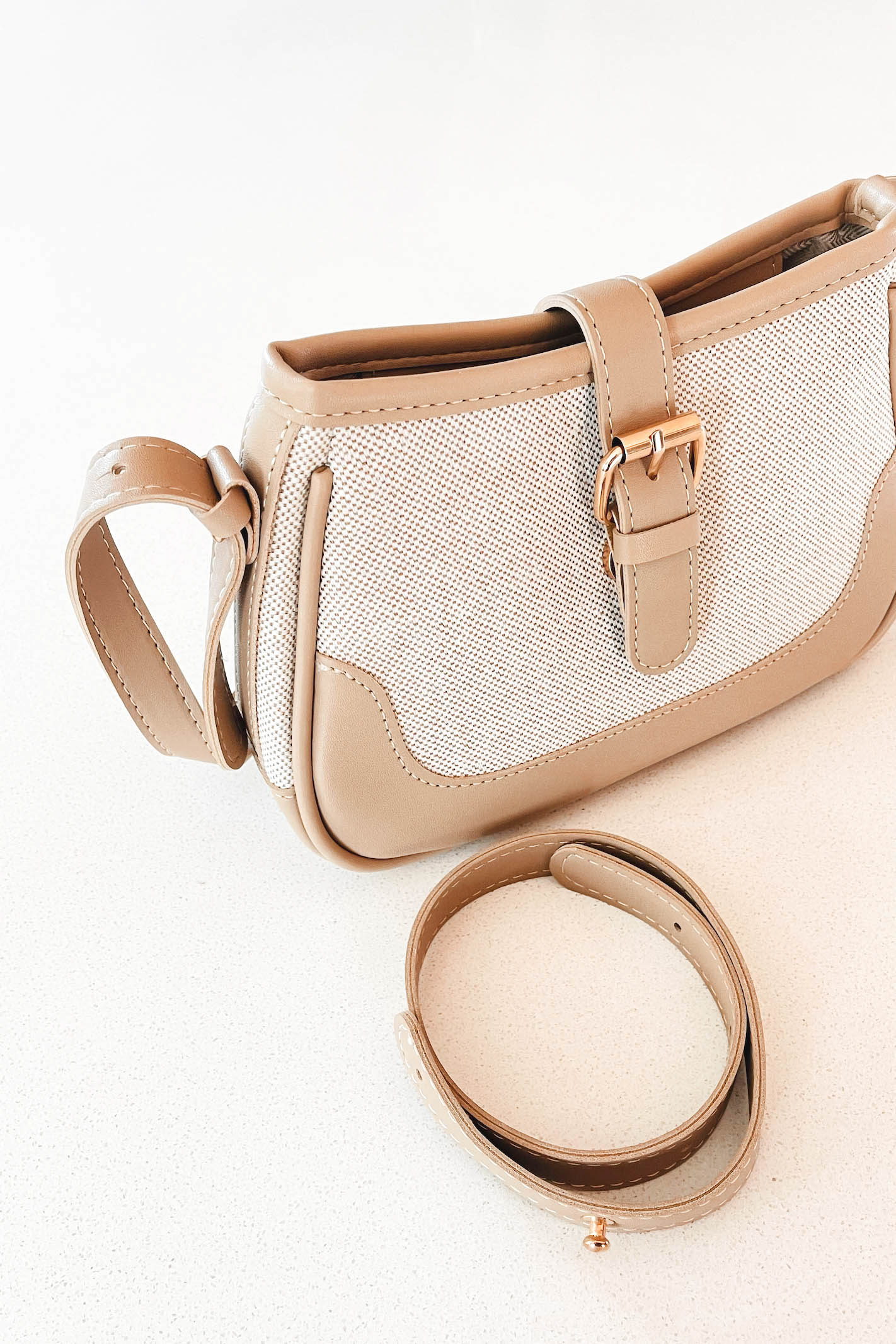 Beige Leather Shoulder Bag