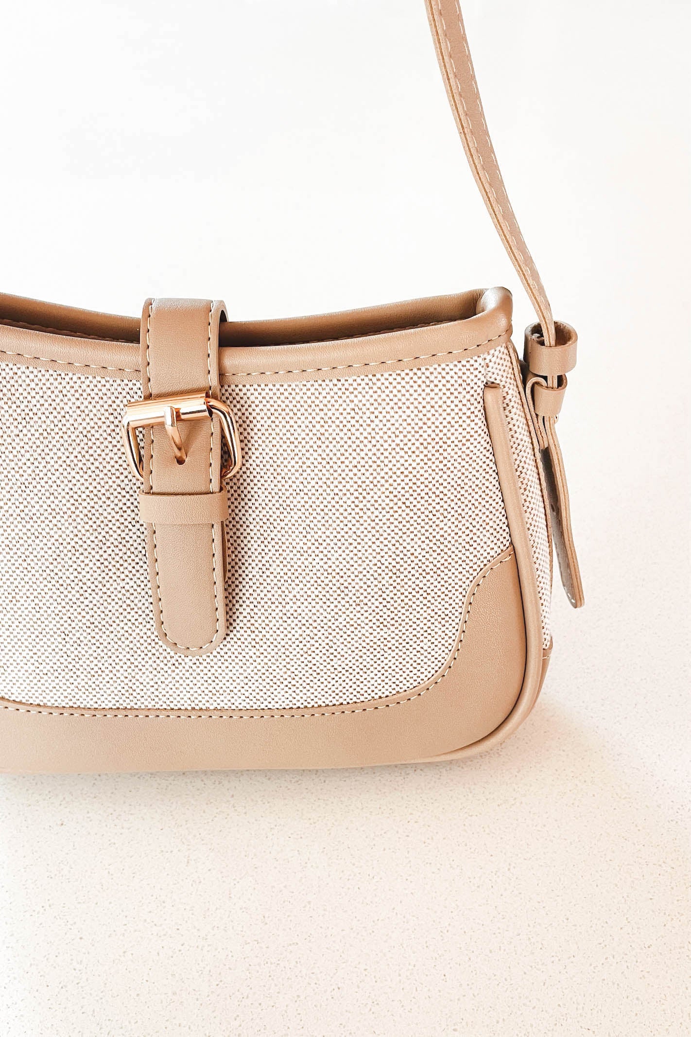 Beige Leather Shoulder Bag