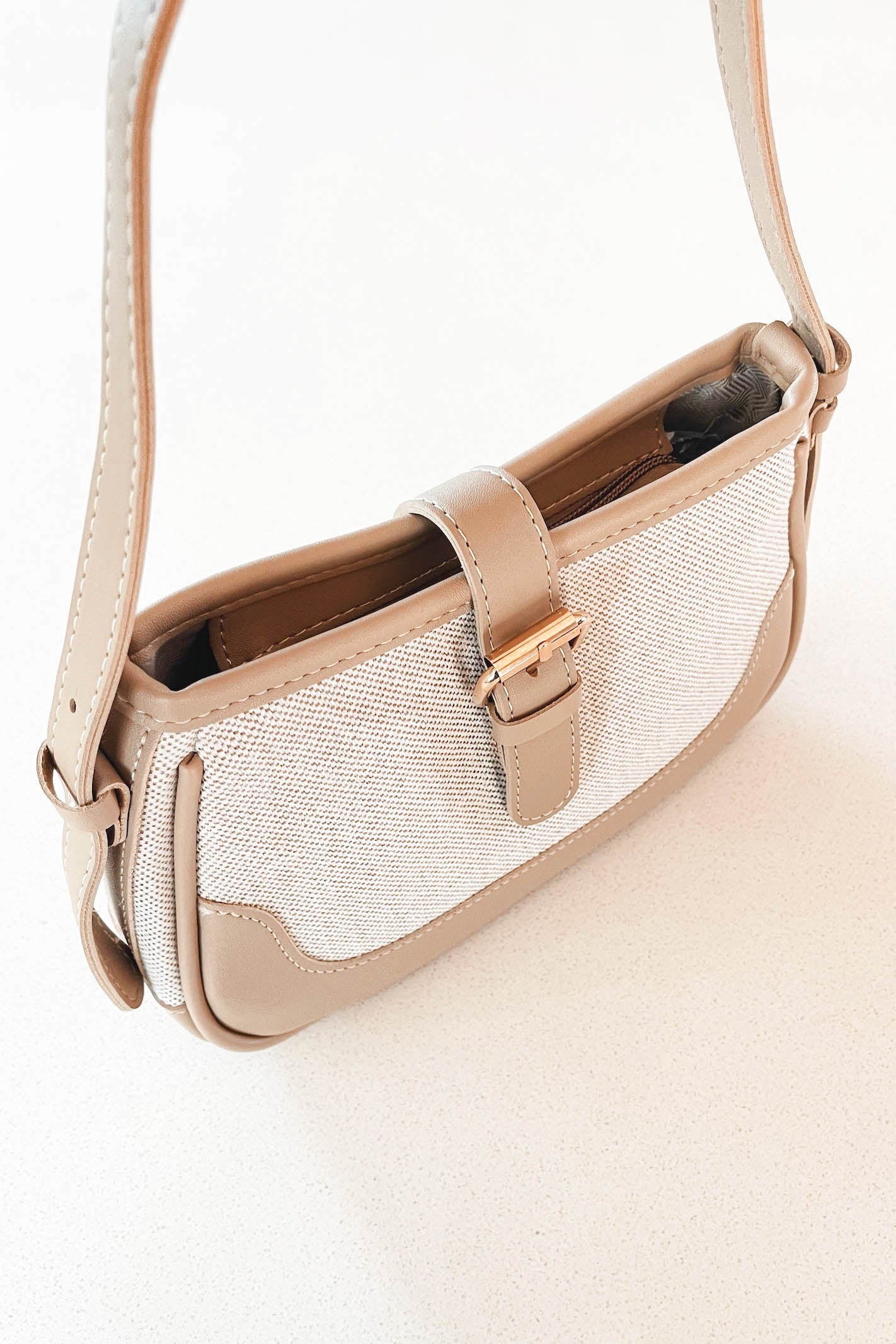 Beige Leather Shoulder Bag