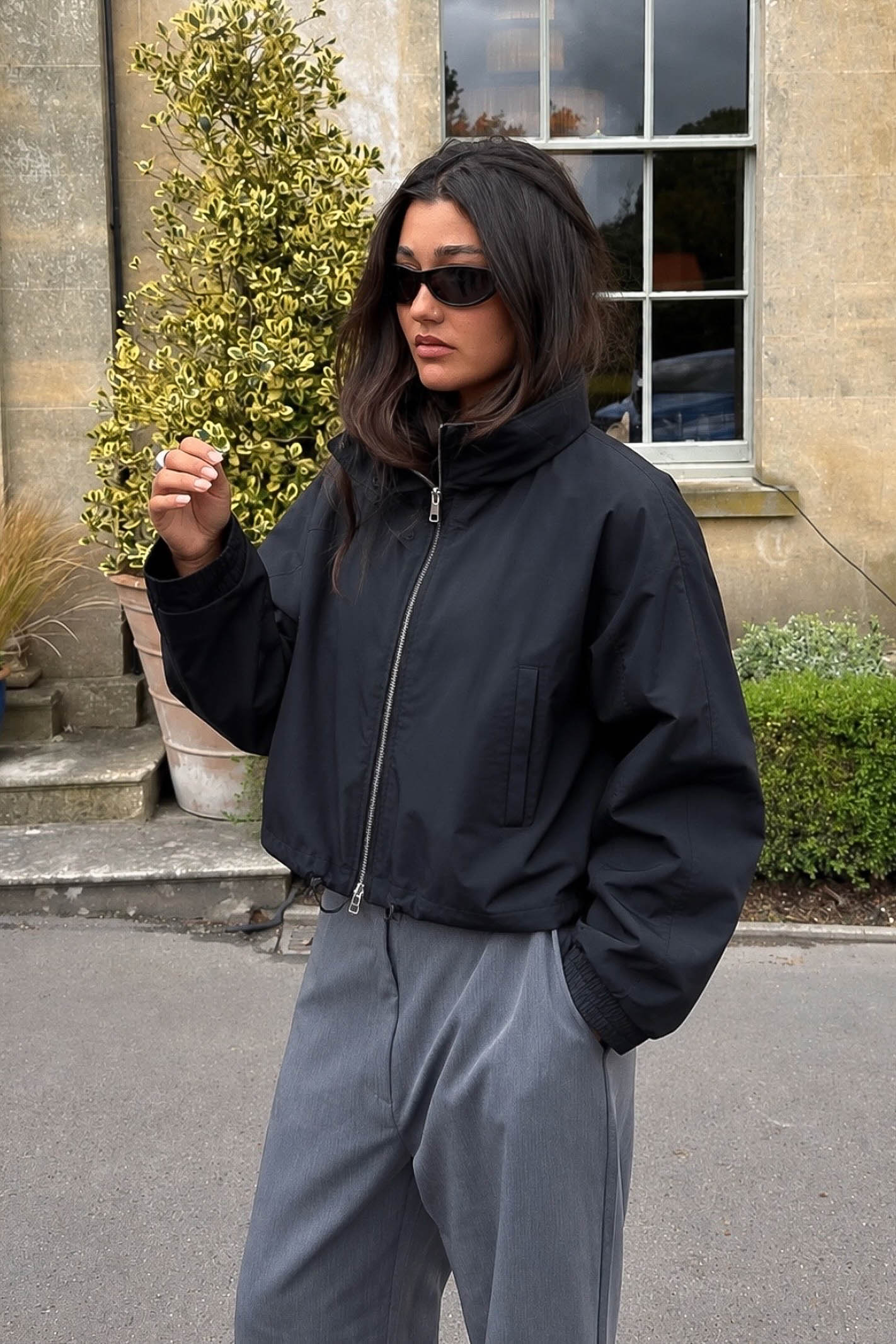 Cropped black sports jacket