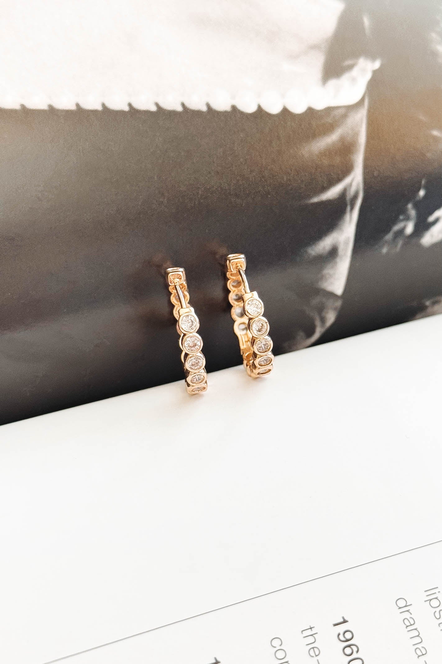 Gold Crystal Hoops