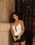 White silky cami top