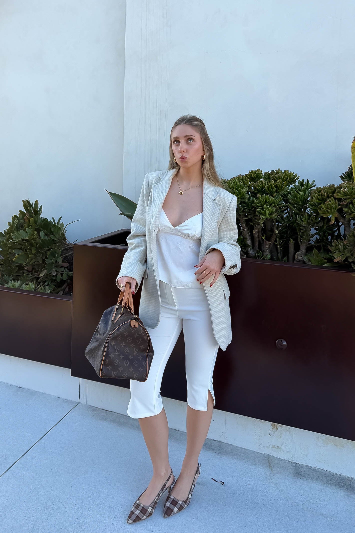 White silky cami top