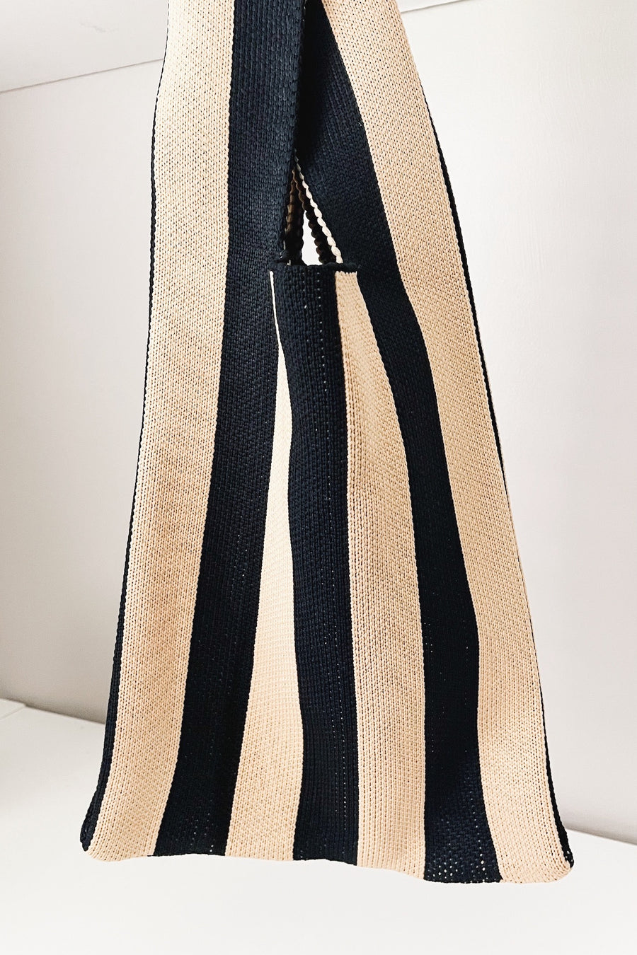 knit striped bag