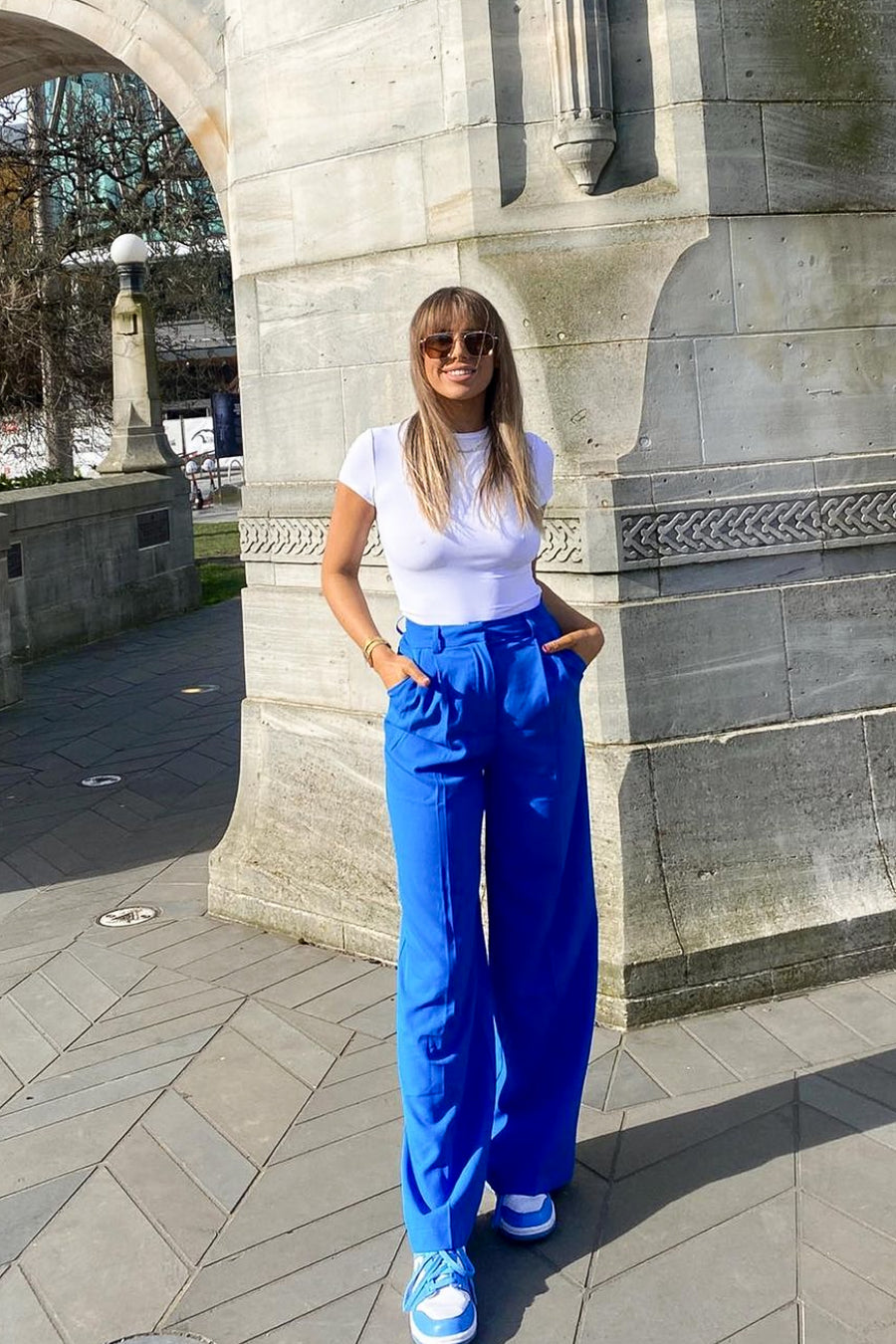 blue suit trousers