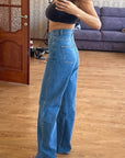 blue high waist jeans
